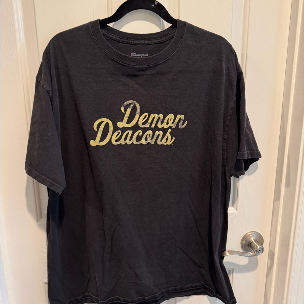 Mens Champion Black Wake Forest Demon Deacons T-Shirt Size XL